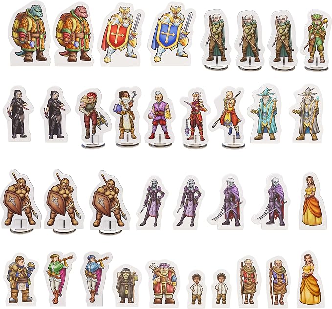 Hard Flat Minis for DND Miniatures with Bases | 28mm - 32mm Scale Dungeons and Dragons Starter Set 5e (Class Pack, 35, Miniatures)