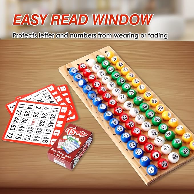 GSE Games & Sports Expert 7/8-Inch Bingo Balls, Multi-Color Replacement Bingo Game Balls with Easy Read Window for Parties, Prize Raffles