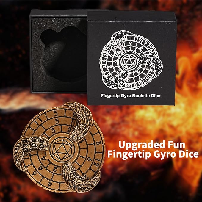 7-in-1 Fingertip Gyro Roulette DND Dice,Cool Spinning Games Fingertip Gyro, Metal Dice Set with Gift Box for Roleplaying Games Dungeons and Dragons RPG MTG Table Games
