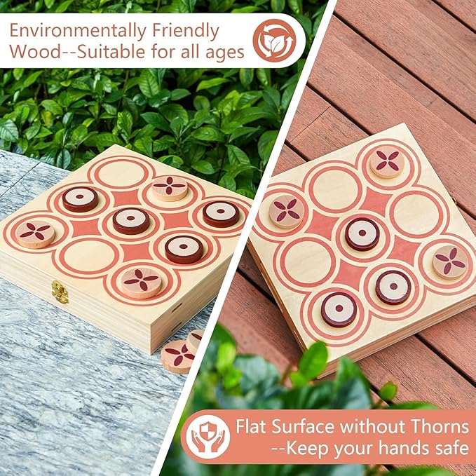 RM ROOMERS 4 in 1 Extra Large Fast Sling Puck Game, Chess and Checkers Set, Tic Tac Toe, Foldable Tabletop Wood Board Game for Kids and Adults,Interactive Toy Hockey Slingshot for Family Night Party