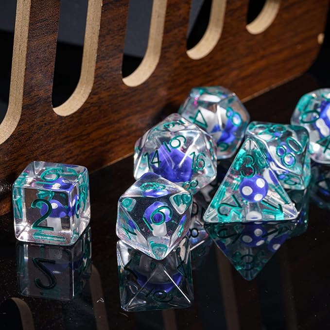 UDIXI 7PCS Polyhedral Dice Set, Mushroom D&D Dice Set for Dungeons and Dragons Role Playing Dice Games and DND RPG Tabletop Games (Dark Purple)