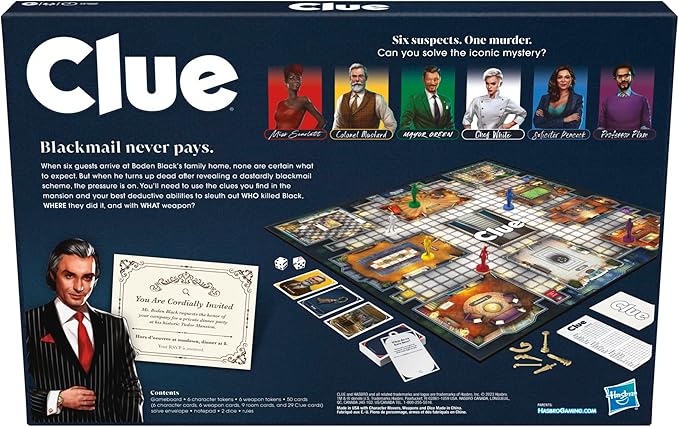 Clue Board Game for Kids Ages 8 and Up, Reimagined Clue Game for 2-6 Players, Mystery Games, Detective Games, Family Games for Kids and Adults
