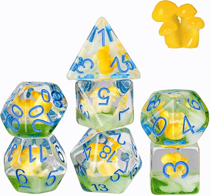 UDIXI 7PCS Game Dice Set, RPG Polyhedral Dice Set DND for Dungeons and Dragons Role Playing Games and Other Tabletop Games (Yellow)