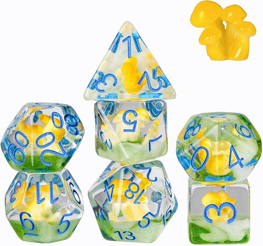 UDIXI 7PCS Game Dice Set, RPG Polyhedral Dice Set DND for Dungeons and Dragons Role Playing Games and Other Tabletop Games (Yellow)