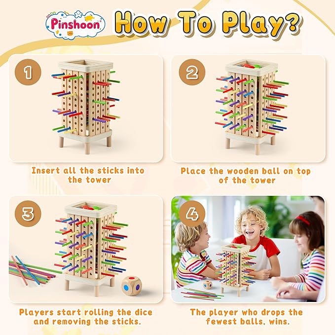Montessori Toys for Kids 3-5, Wooden Board Game for Children's 4-8, Math Educational, Fine Motor Skill Toy for 3+ Year Olds Girls Boys, Classic Fun Games for Age 3 4 5 6 7 8 Girls Boys Gifts