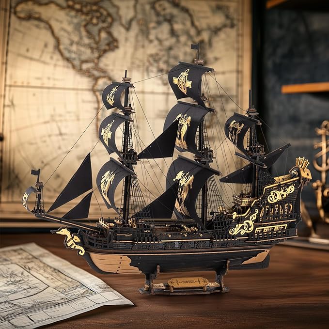 ROKR 3D Wooden Puzzles for Adults,Seahorse Barque Model kit, 603 Piece 3D Puzzles for Adults&Teens,Ideal Gift for Boys and Men