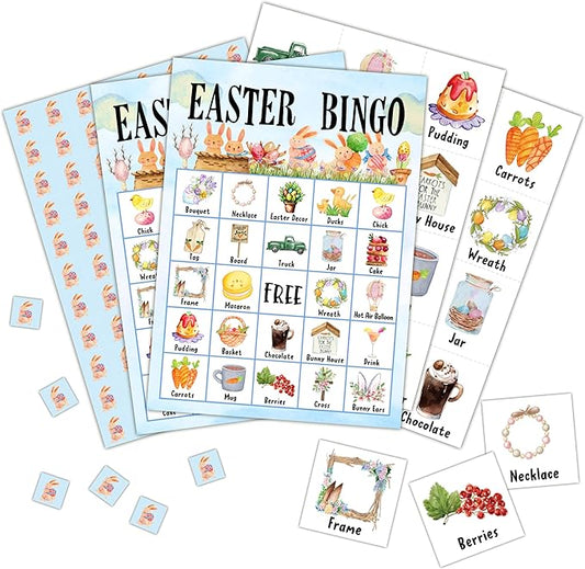Easter Bingo Cards, Easter Bingo Games for 24 Players, Easter Games for Family Friends Large Group Activities, Easter Party Favors Supplies Decorations(19)