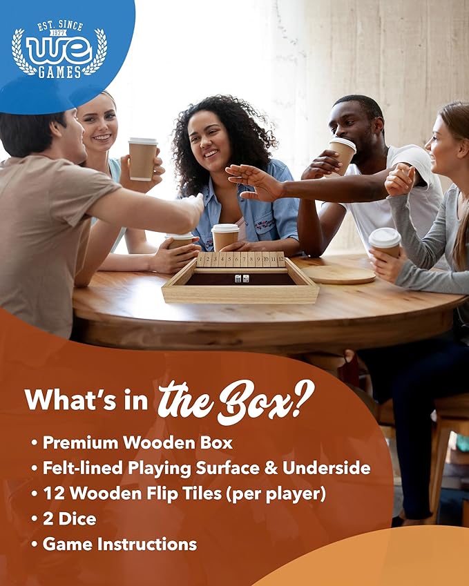 Deluxe Wood 12 Numbers Shut The Box Game