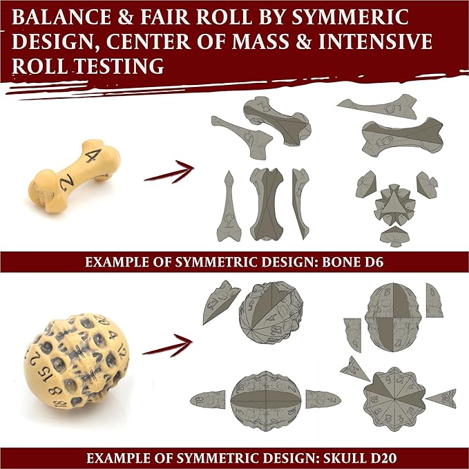 D4 Dice Set - Set of Six 4 Sided Dice - Skull & Bone Themed RPG Dice. Cool & Unique Gift and Compatible with Dungeons & Dragons (DND), D&D, Pathfinder, D and D. (Ancient Bone Yellow)