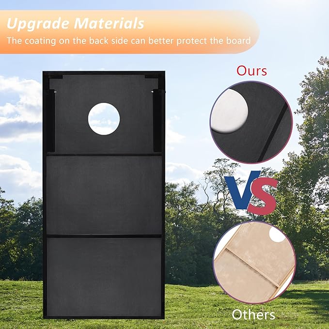 Cornhole Set, Tailgate/Regulation Size Cornhole Boards with 8 Bean Bags and Carrying Case, 3x2/4x2 Corn Hole Outdoor Game Toss Board for Adults Outside Activities