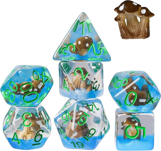 UDIXI 7 Die D&D Polyhedral RPG Dice Mushroom DND Dice Set for Dungeons and Dragons and Other Tabletop Games