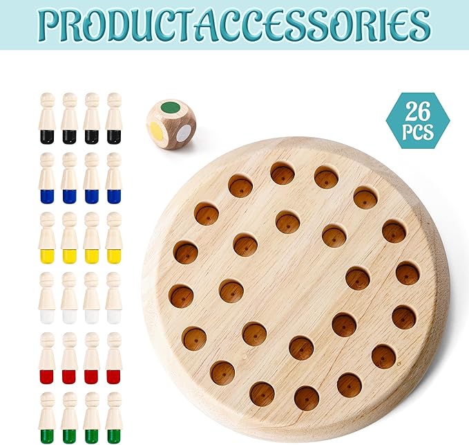 Wooden Memory Chess Matching Game: A Family Board Game Suitable for Children and Adults, Puzzle Toys Suitable for Ages 3, 4, 5, and 6, Birthday Gifts for Boys and Girls