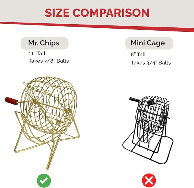 MR CHIPS Professional Steel 11" (Inch) Tall Bingo Cage Only - Luxury Gold Color