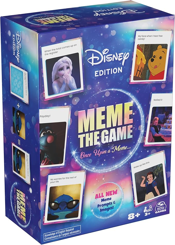 Spin Master Games, Disney Meme The Game, Disney Card Game for Hilarious Family Fun, Funny Caption Contest with Classic & Modern Characters, for Kids & Family, 3-6 Players, for Ages 8 & Up