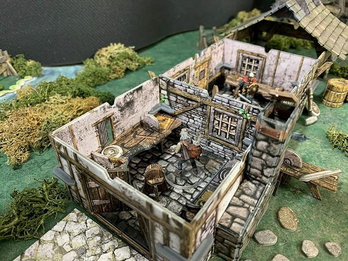 Battle Systems – Modular Fantasy Scenery – Perfect for Roleplaying and Wargames - Multi Level Tabletop Terrain for 28mm Miniatures – Colour Printed Model Diorama – DND Warhammer (Blacksmith's Forge)