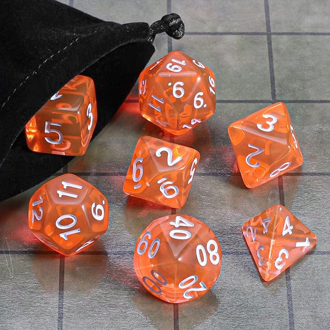 CiaraQ DND Polyhedral Dice Set with a Black Dice Bag for D&D RPG MTG Role Playing Table Games