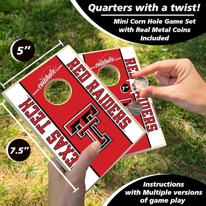 Tabletop Cornhole Game Set | Officially Licensed College Mini Football Cornhole Board Game | Includes Coins