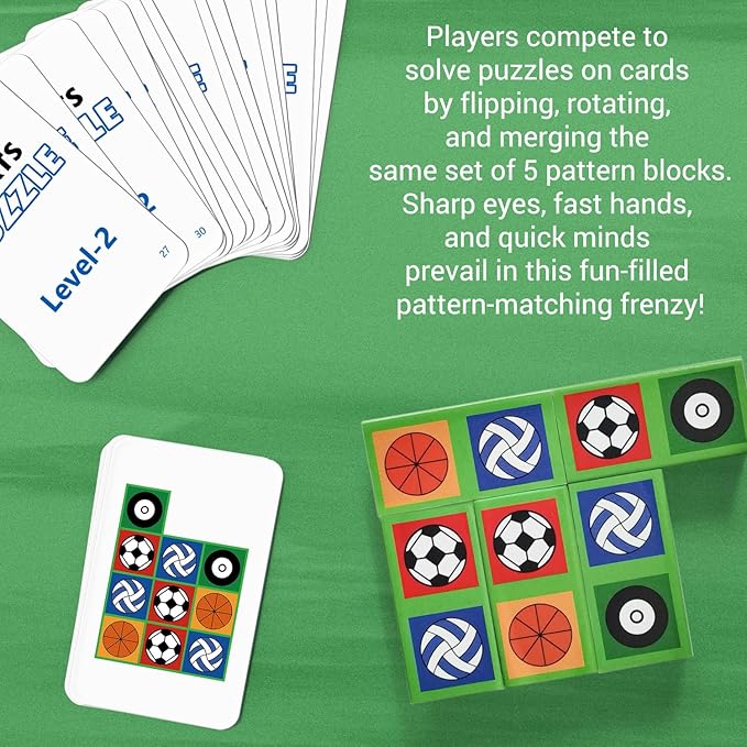 Matching Board Game, Sports Block Puzzle Games Visual Recognition Fast Paced Puzzle Building Cubes, Block Board Games Birthday Gifts Party Supplies