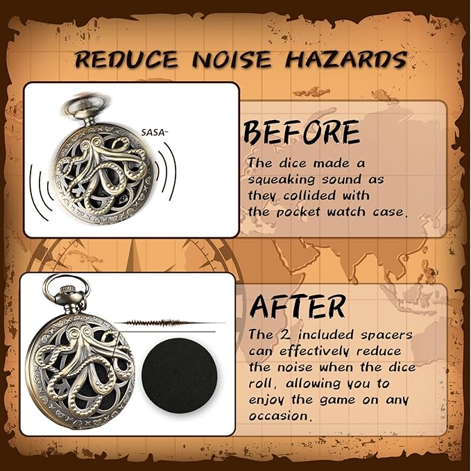 Mini DND Dice Set with Pocket Watch Shell, 7PCS Polyhedral Metal Dice Set Perfect for Dungeons and Dragons, MTG, Role Playing Board Games Accessory (ZY01-Bronze)