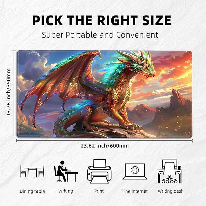 for MTG Playmat with Zones Storage Bag,for TCG Playmat and Playing Card Mat for Magic Board Games, Dragon Non Slip Stitched Edges Game Mat, Rollable Foldable Card Playmats