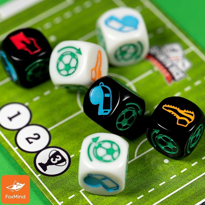 Foxmind Games: Sports Dice, Soccer, Kick it Out of The Stadium, Easy to Learn, Fun to Play, Up to 4 Players, for Ages 7 and up