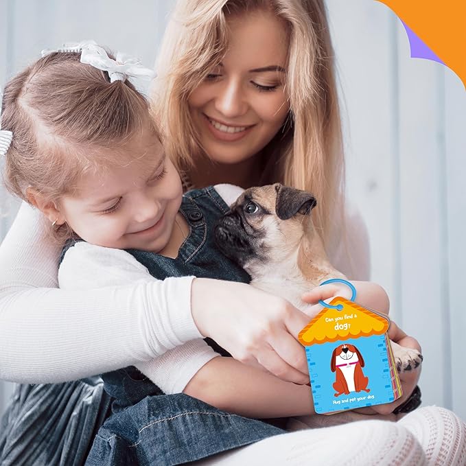 SpriteGru 30PCS Indoor Scavenger Hunt Cards, Double-Sided Card Toddler Activity Game for Homeschooling, Kids & Preschoolers, 1 Plastic Ring Included