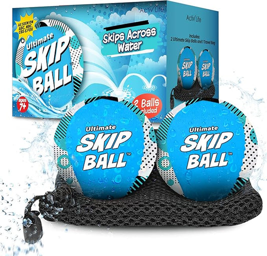 Activ Life The Ultimate Skip Ball – Water Bouncing Ball (2 Pack) Create Lasting Memories with Your Friends & Family at The Beach, Lake or Pool - Great for All Ages