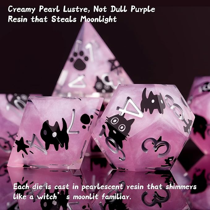 Haxtec DND Dice Set Sharp Edge Resin Dice with Case, Flower D and D Dice, Polyhedral Dice for Dungeons and Dragons TTRPGs DND Gift