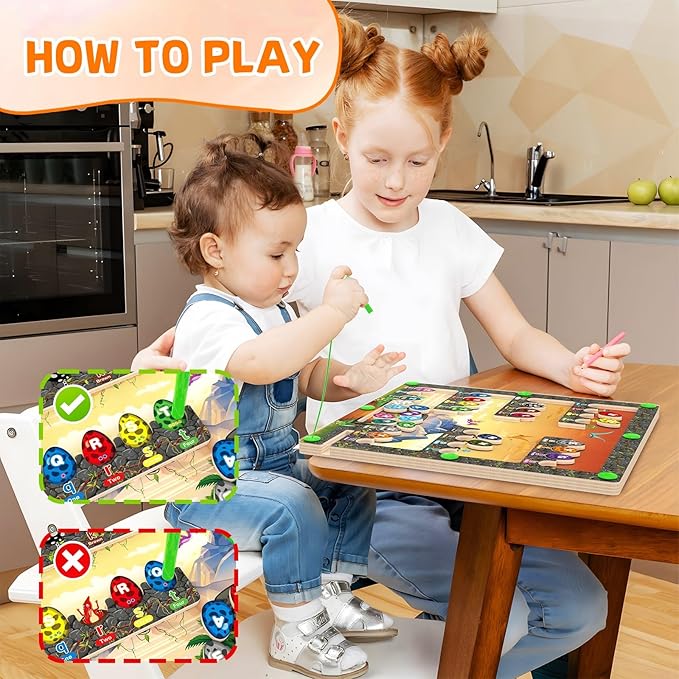 Magnetic Alphabet Maze, Montessori Toys for 3 4 5 Years Old, Alphabet Puzzle Toddler Toys, Magnetic Color and Letter Maze, Preschool Learning Activities, Sensory Fine Motor Skills Game for Boys Girls
