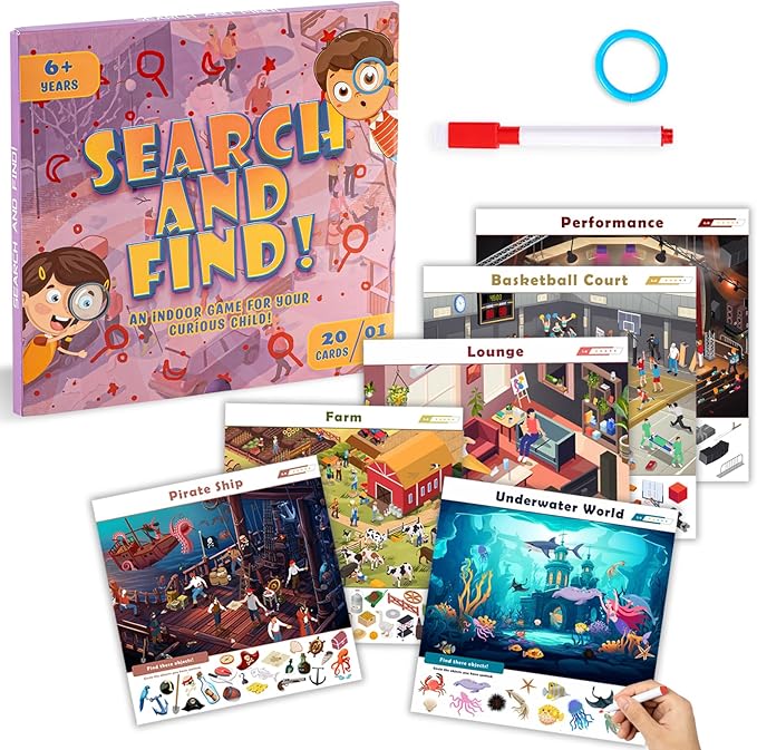 Tichgeim Search and Find Educational Game for Kids Ages 6-8, Seek and Find Games for Toddlers, Kindergarten Look and Find Activity Gifts for 3-5 Boys Girls