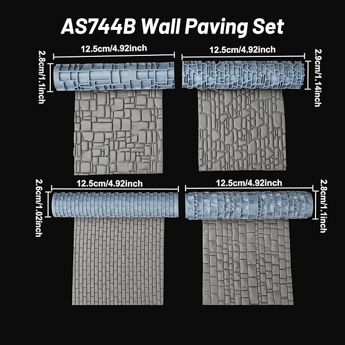 DND Terrain Texture Roller – Create Dungeons and Dragons Scenario Pieces, RPG Accessory Tools, Wargame Environments, and Tabletop Map Props with Realistic Texture - AS744B Wall Paving