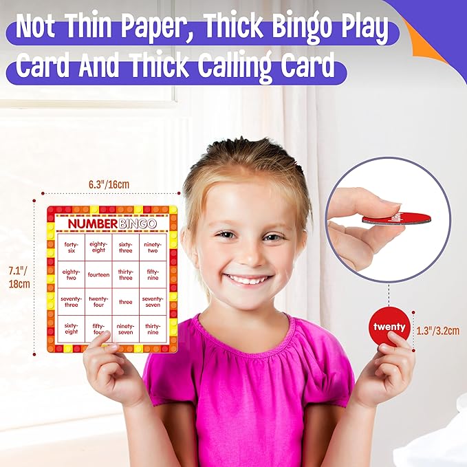 SpriteGru Number Bingo Game, 1-100 Board Game Learn & Count to Read 2 Versions Recognition Game for Kids 5-12, Perfect for Classroom & at Home