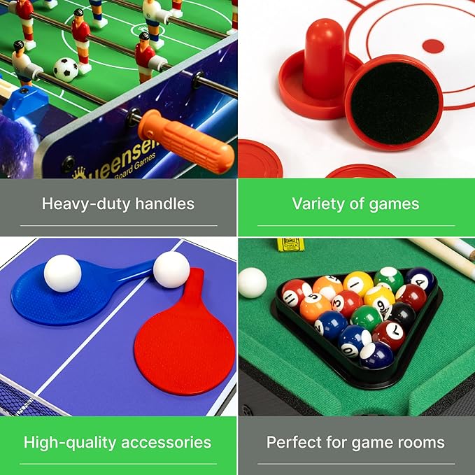 4 in 1 Mini Game Table 28"– Multi Game Table for Adults and for All Family Mini Air Hockey Table, Mini Ping Pong Table, Foosball Table, Pool Table - Tabletop Game