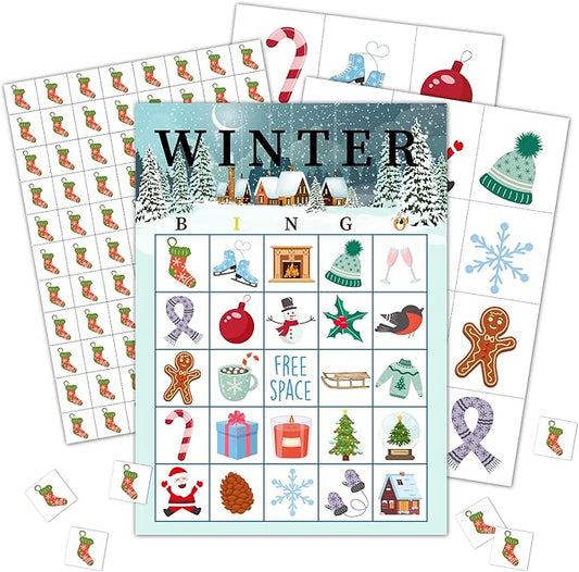 Christmas Bingo Party Games with 24 Players, Birthday Party Games Card, Family Activities Bingo Cards for Women Men Family Birthday Party Supplies, Party Favors Gifts for Friends - FS170
