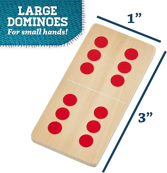 Imagination Generation Busy Barnyard Wooden Dominoes - Reversible! Classic and Matching Games (28pcs)