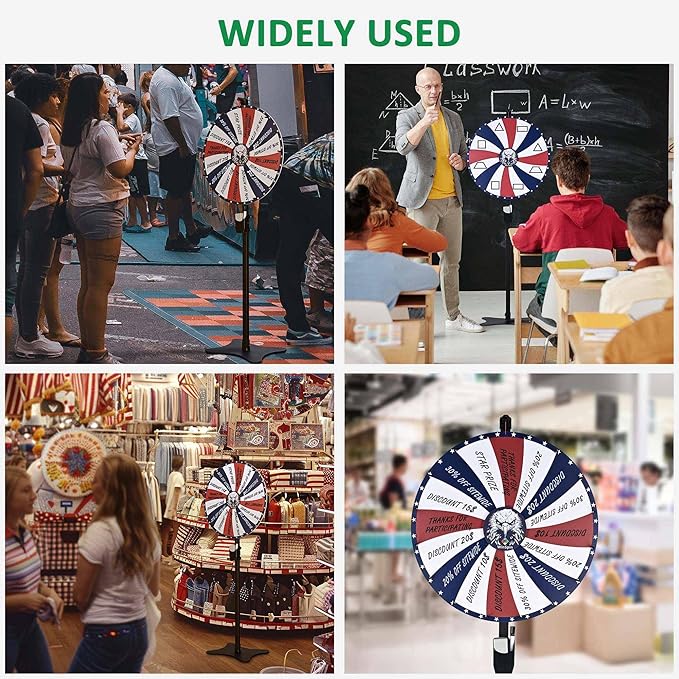 WinSpin 24" Prize Wheel 16 Slots Dual-use Spinning Game Dry Erase Floor Stand Eagle Head Carnival Party Tradeshow