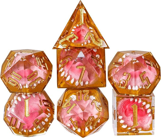7PCS Tooth Monster Dice Set,Handmade Sharp Edge Dice Set D&D RPG Polyhedral Die,for Dungeons and Dragons TTRPG Games Roleplaying Games Pathfinder,with Gift Box