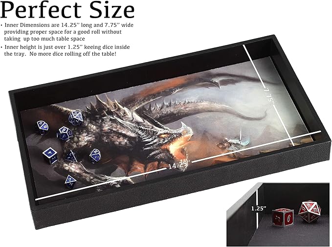Forged Dice Co. Dice Tray 14" - Reversible Dice Rolling Mat - Compatible with Board Games and Tabletop RPGs Like Dungeons and Dragons Pathfinder Roleplaying Games - Dragon Battle