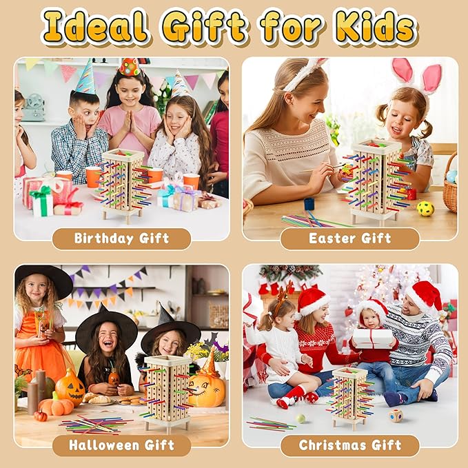 Montessori Toys for Kids 3-5, Wooden Board Game for Children's 4-8, Math Educational, Fine Motor Skill Toy for 3+ Year Olds Girls Boys, Classic Fun Games for Age 3 4 5 6 7 8 Girls Boys Gifts