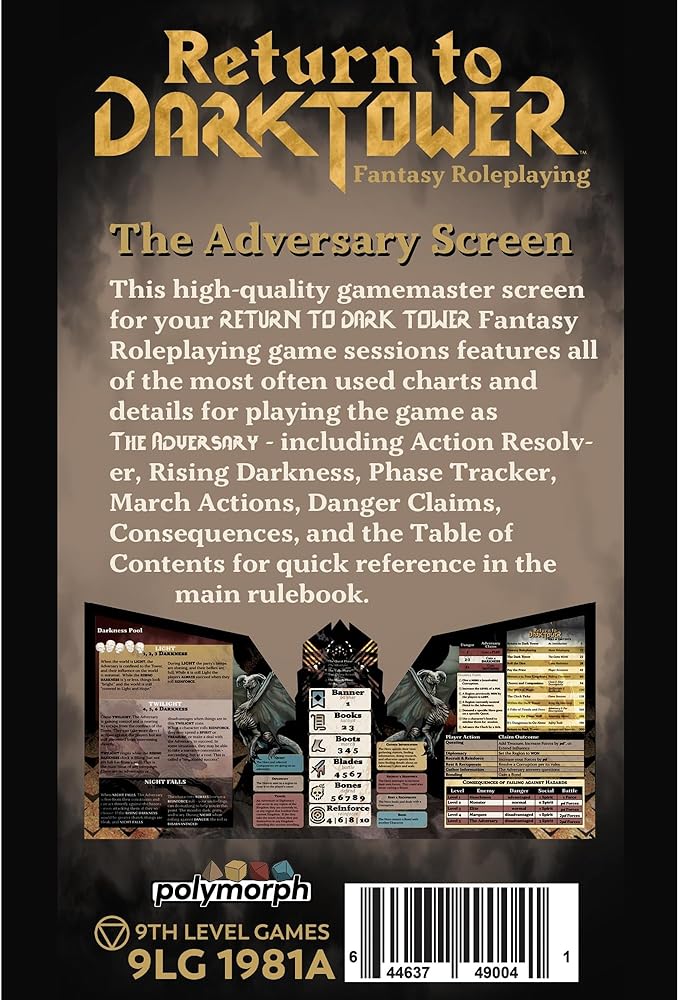 Return to Dark Tower: RPG Adversary GM Screen - Roleplaying Game Accessory, Full-Color 3 Panel Screen