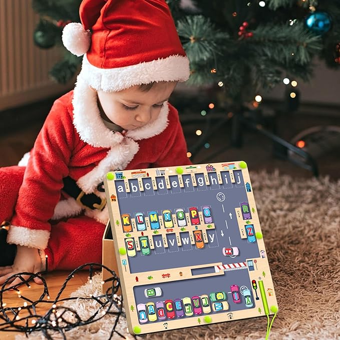 Magnetic Toys Alphabet Maze, Montessori Toys for Kids Boys Girls 2 3 4 Year Old, Letter Puzzle Wooden Busy Board, Preschool Learning Activities Educational Toys, Sensory Toys for Kids 5-7