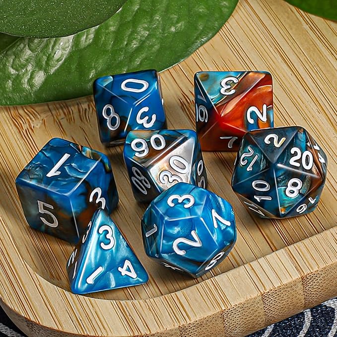 CiaraQ DND Polyhedral Dice Set with a Black Dice Bag for D&D RPG MTG Role Playing Table Games