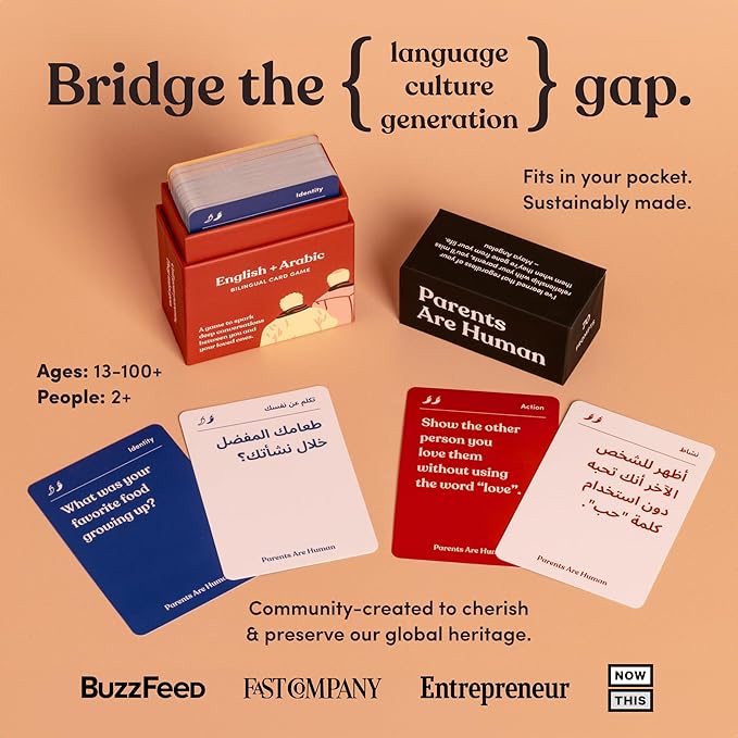 Parents Are Human Bilingual Conversation Cards, English + Arabic