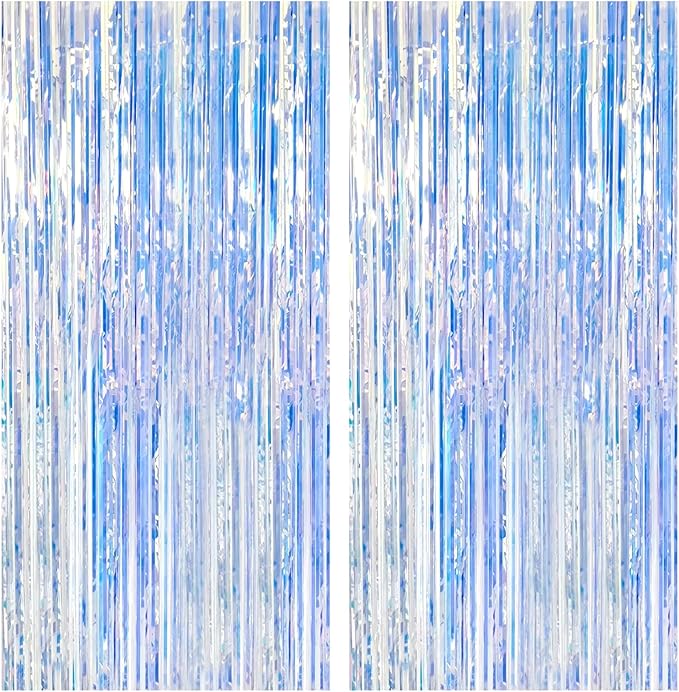 2 Pack Iridescent Party Backdrop Decorations Tinsel Curtain Birthday Decorations Foil Fringe Photo Booth Streamer Backdrop Iridescent Theme Christmas Bachelorette Graduation Party Decorations