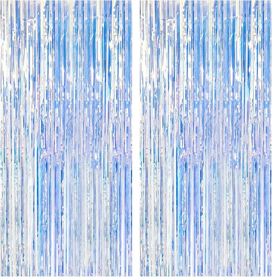 2 Pack Iridescent Party Backdrop Decorations Tinsel Curtain Birthday Decorations Foil Fringe Photo Booth Streamer Backdrop Iridescent Theme Christmas Bachelorette Graduation Party Decorations