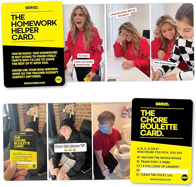 SERVD - Kids Vs Parents - The Hilarious Real-Life Family Card Game | The Ultimate Gift for Christmas, Birthday & Family Fun | Unique Strategy Game for Kids, Teens, Parents & Whole Family