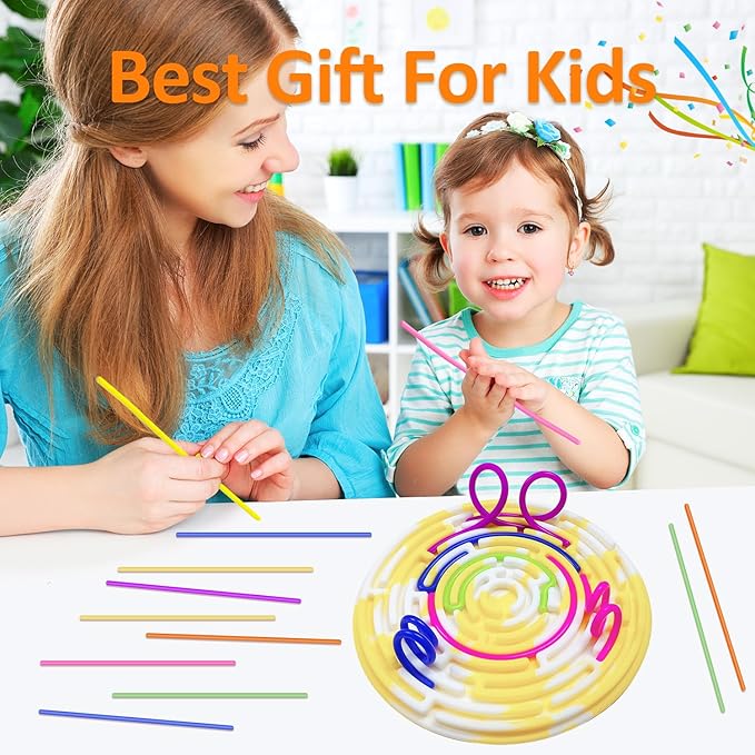 Sensory Activity Board for Kids and Adults, Double-Sided Silicone Fidgets Toys - Silent, No Mess, for Calming, Stress Anxiety, ADHD&Autism - Includes Portable Travel Bag & 12 Strings, Yellow
