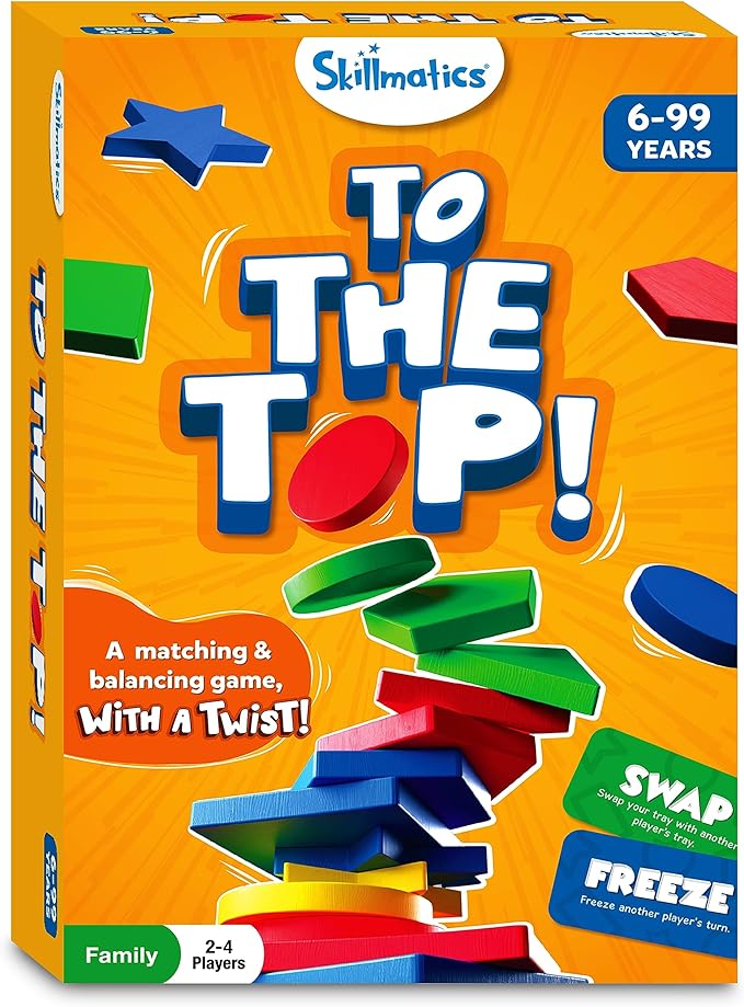 Skillmatics Board Game - to The Top, Matching & Balancing Game with a Twist, Match Colors & Shapes, Gifts & Fun Family Friendly Game