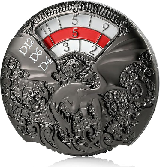 DND Spinner Dice DNDND 7-in-1 Spinner Metal D&D Dice Set with Gorgeous Gift Box for Dungeons and Dragon and Rolling Game(Black with Red)