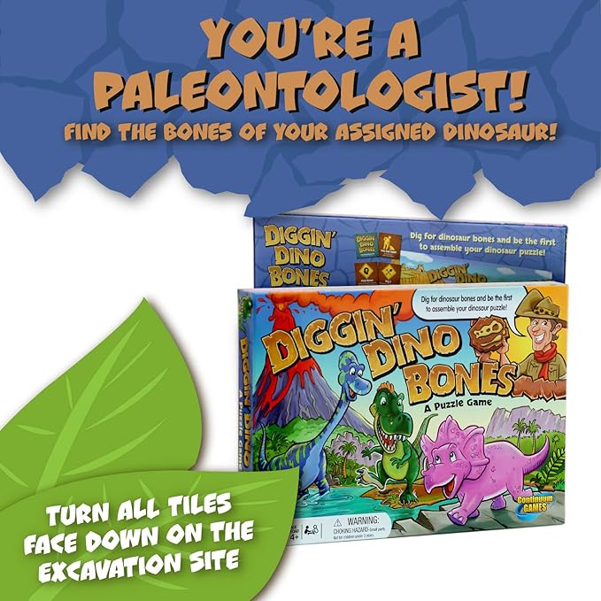 Continuum Games - Digging Dino Bones Board Game, Kids Aged 4 & Up